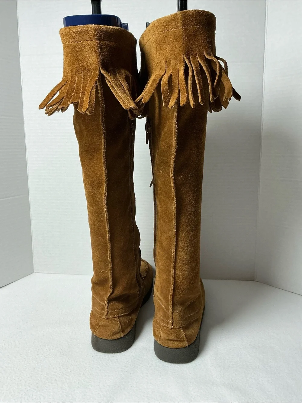 Report Dingo Brown Suede Leather Tall Lace Up Fringe Boots 6.5
